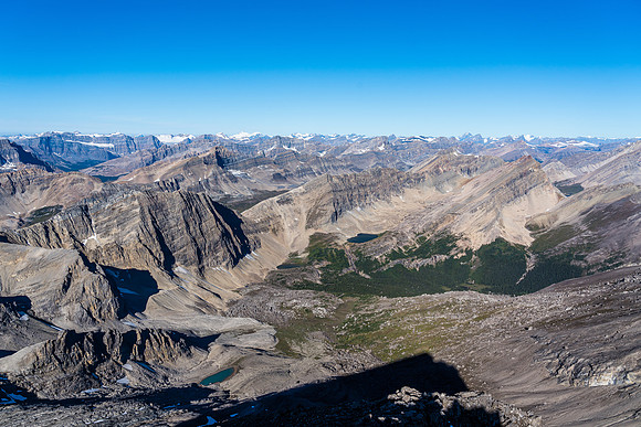 View back over the bivy lakes and our approach valley.