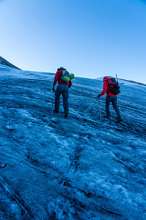 Ascending the easy Deluc Glacier.