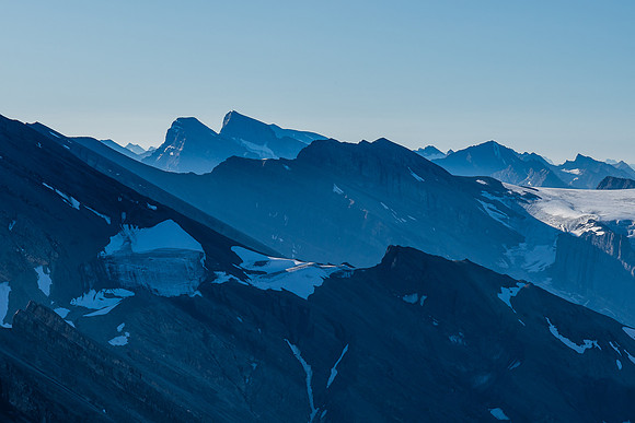 St. Bride and Mount Douglas rise over Mount Drummond.