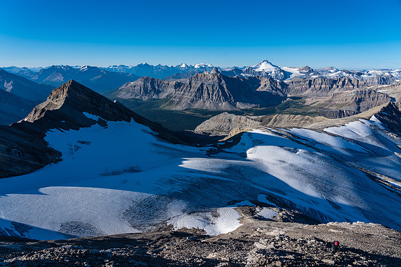 Little Brother, Minnow Peak and Mount Hector as we ascend Deluc.