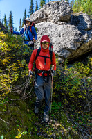 Descending into the valley north of our Deluc bivy site.