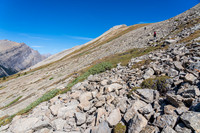 A steep grind up to the north shoulder under a hot sun.