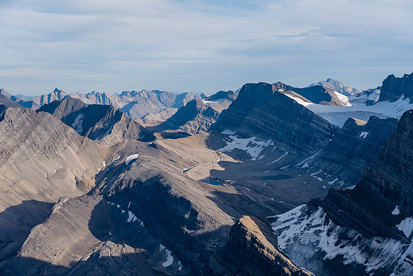 The upper Roaring Creek valley with Mount Drummond at distant right.