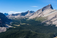 Views over Clearwater Pass to the NW include South Tower and Clearwater Mountain (C).