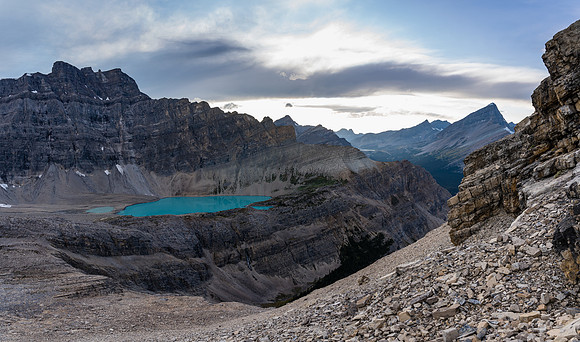 Late evening views from the SE face of Dip Slope to the wonderful upper lake.