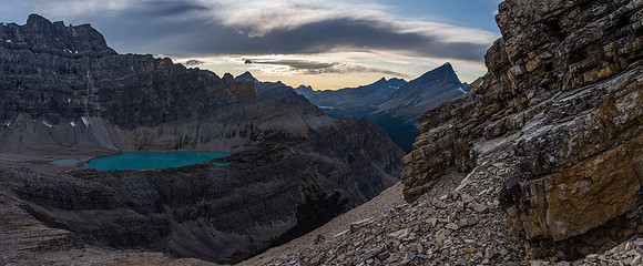Late evening views from the SE face of Dip Slope to the wonderful upper lake.