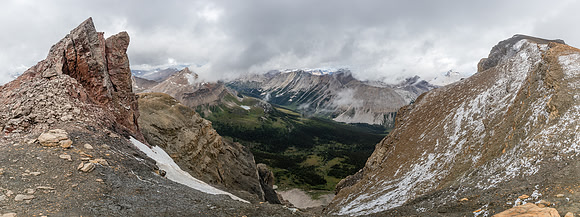 The false summit at left true at right. Pipestone River at center.