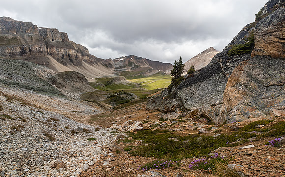 Descending the west and north slopes back to the meadows.