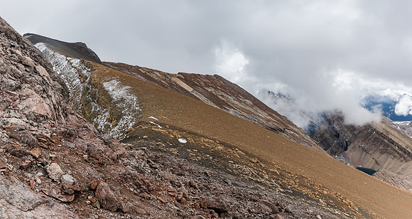 Looking back along the west ridge to the summit.