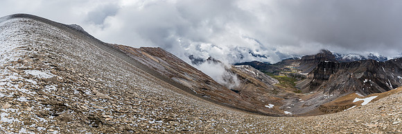 The ridge to the summit at left with Molar Mountain at right.