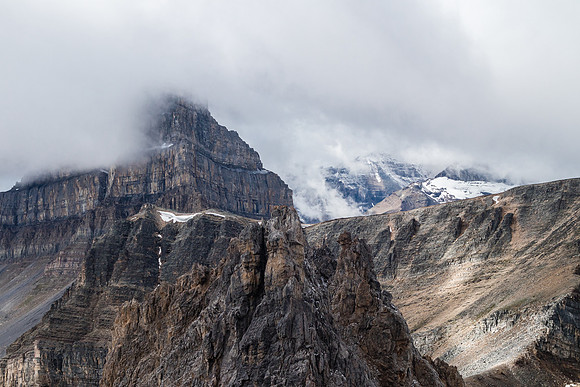 Molar Mountain rises in clouds to the south.