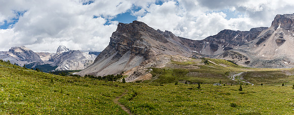 Looking back towards Minnow Peak (C) as the sky clears.