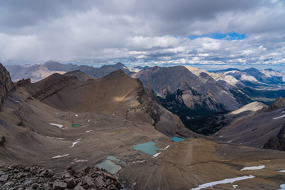 Incredible colored tarns are pretty much all that's left of Harris' NE glacier.