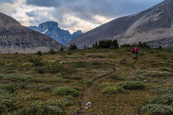 Hiking up the Clearwater Trail to Devon Lakes and Clearwater Pass.