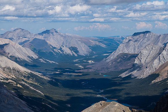 Lost Guide at left and Mount Peters at right with Martin and Trident Lakes just visible.