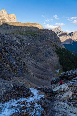 Descending the NW drainage / headwall towards the Clearwater River.