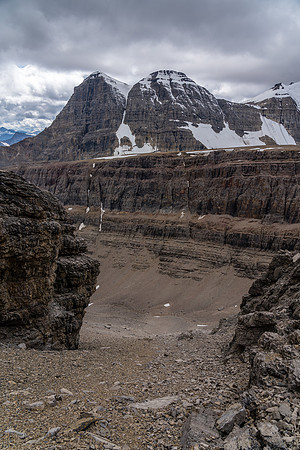 Looking back through a scree ramp that I used to break the cliffs.