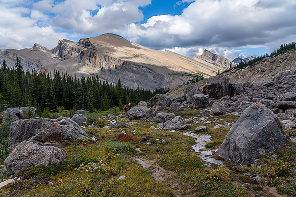 Back in the hanging valley and ready to descend the creek to the Clearwater Trail.