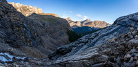 Descending the NW drainage / headwall towards the Clearwater River - note the slabs.