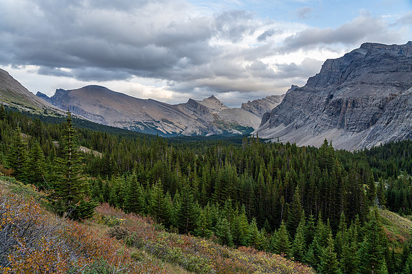 Views back down the Clearwater Trail to Dip Slope Mountain.
