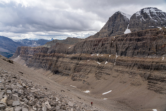 An incredible view opens up over Mike as South Tower and Crown Peak show up over the curtain wall.