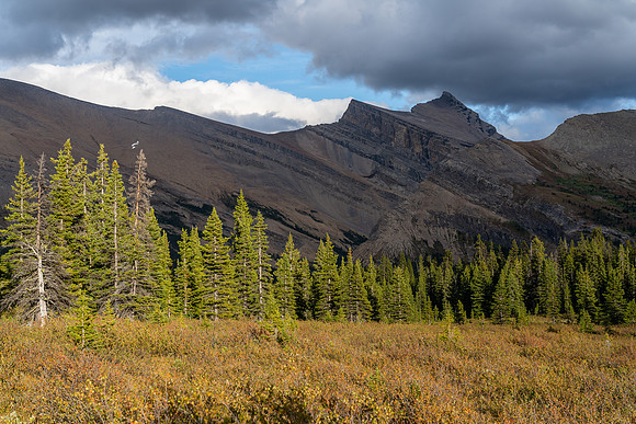 Views back down the Clearwater Trail to Dip Slope Mountain.