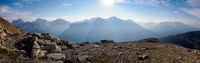 Ascending the south ridge of Whiskey Papa views to Cataract and Forgotten Peak.