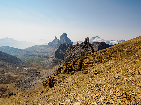 Views back to Whiskey Papa and Molar Mountain from the south rubble slopes of Minnow Peak.