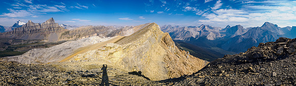 Ascending the south ridge of Whiskey Papa views of Hector and Molar.