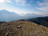 Ascending the south ridge of Whiskey Papa, views back down the Pipestone River valley.