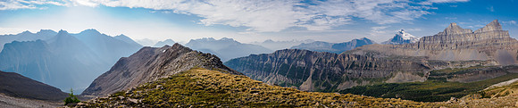 Ascending the south ridge of Whiskey Papa, views back down the Pipestone River valley.
