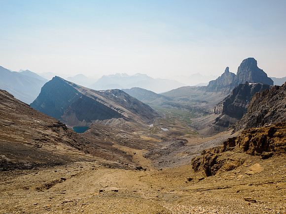 Views back to Whiskey Papa and Molar Mountain from the south rubble slopes of Minnow Peak.