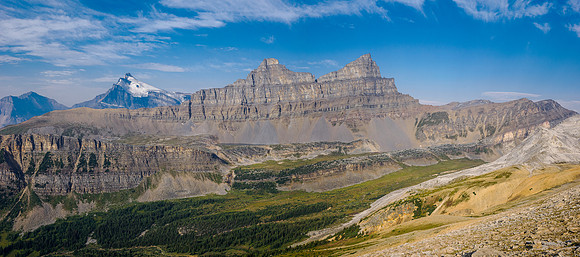Ascending the south ridge of Whiskey Papa views of Hector and Molar.