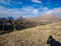 Ascending the south ridge of Whiskey Papa views of Hector and Molar.