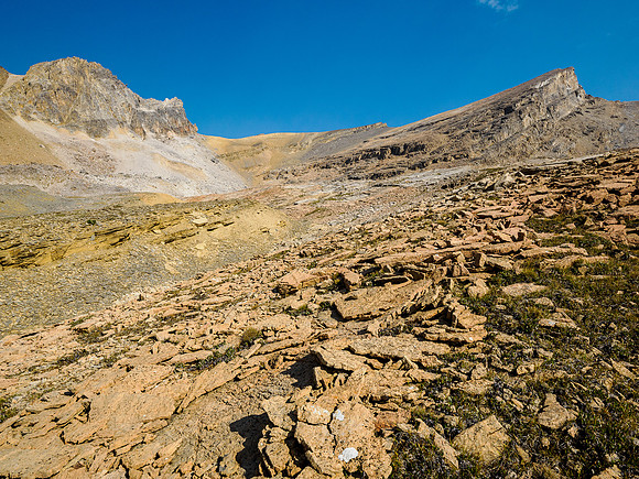 Ascending south slopes of Minnow Peak.