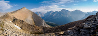 Ascending the south ridge of Whiskey Papa views to Cataract and Forgotten Peak.