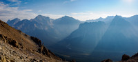 Ascending the south ridge of Whiskey Papa views to Cataract and Forgotten Peak.