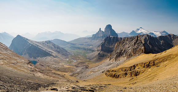 Views back to Whiskey Papa and Molar Mountain from the south rubble slopes of Minnow Peak.
