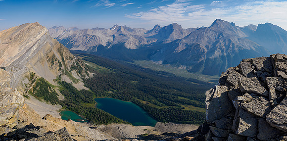 Views over the Pipestone to Deluc and Cataract Peak.