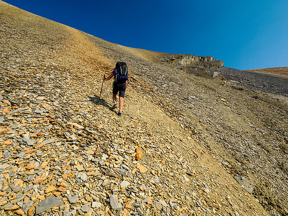 Ascending south slopes of Minnow Peak.