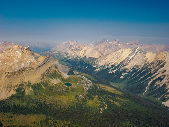 Views up the Pipestone River valley to Devon, Willingdon and Harris.