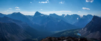 Too bad about the haze, but from L to R, Little Cataract, "Big" Cataract, McConnell and Mount Drummond. Lower Fish Lakes visible too with Minnow Peak at far right.