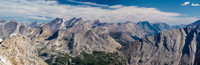 A tele-pano of the Siffleur Wilderness Area includes Devon at left, the Willingdon Group and Huestis and Malloch at right.