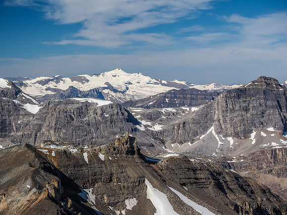 Mount Balfour - king of the Wapta Icefields - rises majestically to the west.