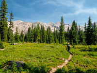 Descending from the Fish Lakes to the Pipestone River.