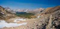View looking NW along our approach from way down the valley and out of sight around Noseeum Mountain at left.
