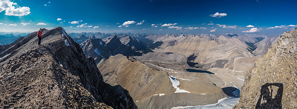 Looking north down the Roaring Creek Valley - note the dark colored tarns at bottom.