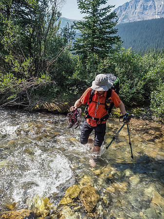 Three Brothers Creek drains Three Brothers Lake, which is situated between Deluc Peak and Little Cataract.