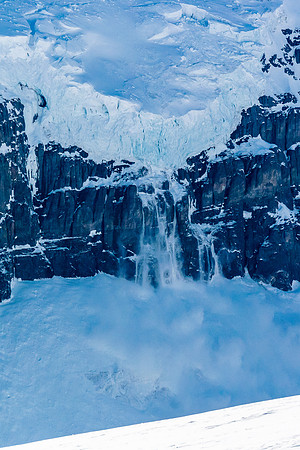 Yet another ice fall avalanche off of Snow Dome. This one is falling directly over our ski path which we will be taking off the glacier tomorrow.
