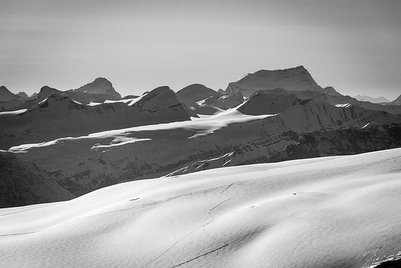 Mount Clemenceau rises over Chaba Peak with Tusk and Toronto Peak to the left.